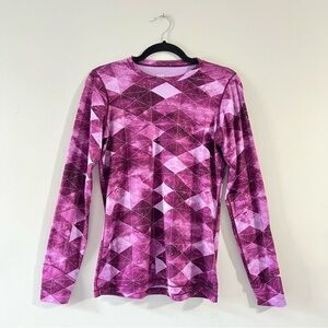 MEC Women’s Long Sleeve Top Pink Purple Geometric  Size Small